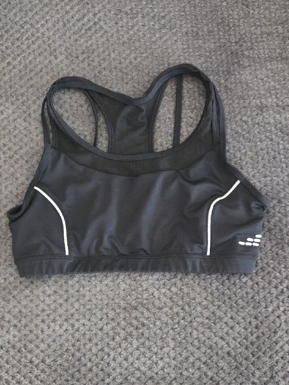 bcg Black Sports Bra with White Contrast Piping